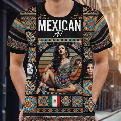 Camiseta estilo pirata vintage de México: camiseta unisex personalizada con estampado integral - HS028_3T