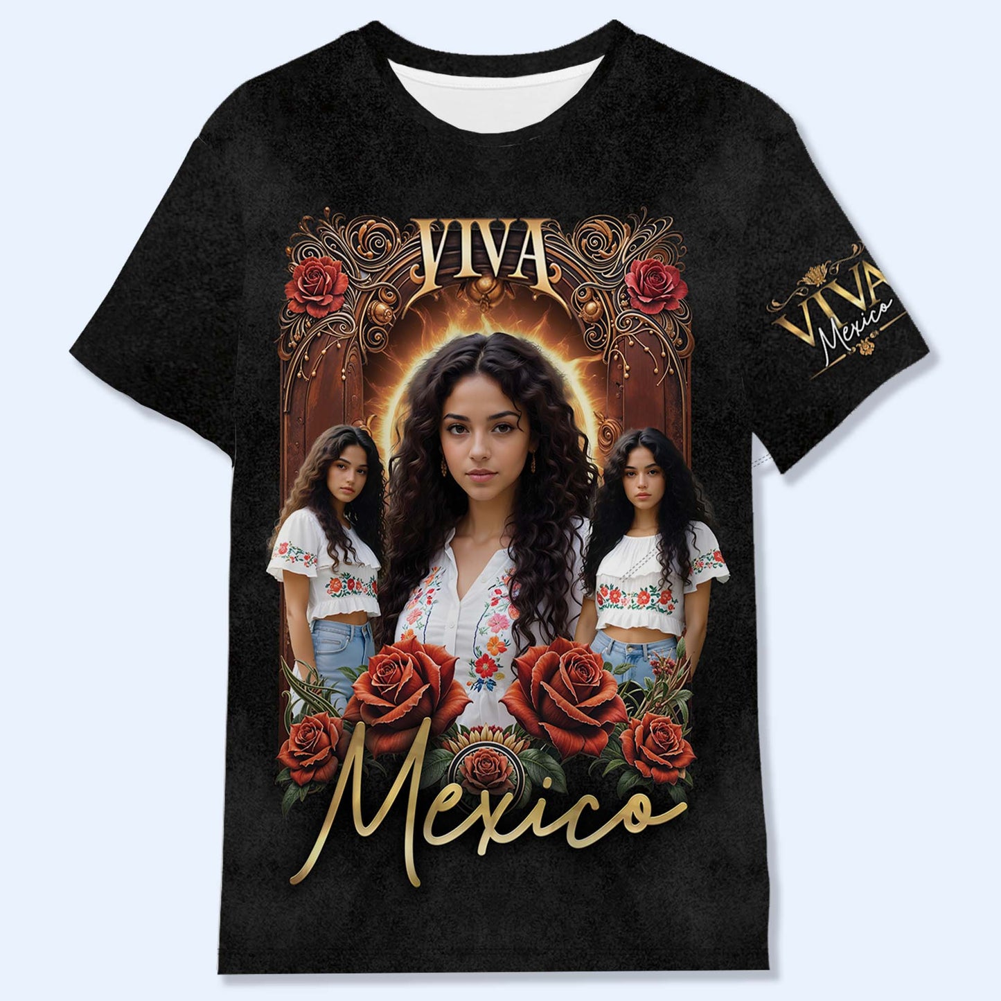 VIVA MEXICO - Personalized Custom Unisex All-Over Printed T-Shirt - HS030_3T