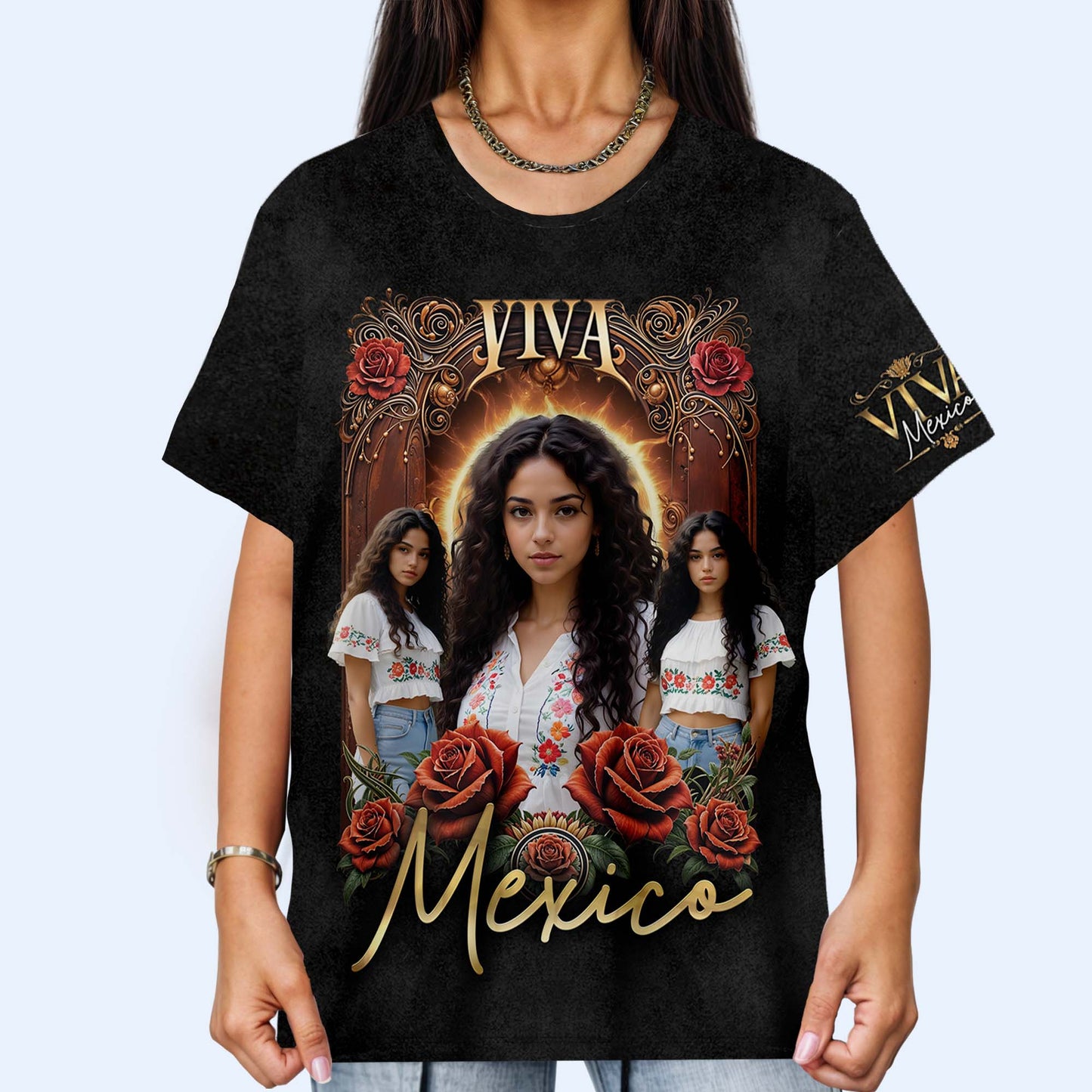 VIVA MEXICO - Personalized Custom Unisex All-Over Printed T-Shirt - HS030_3T