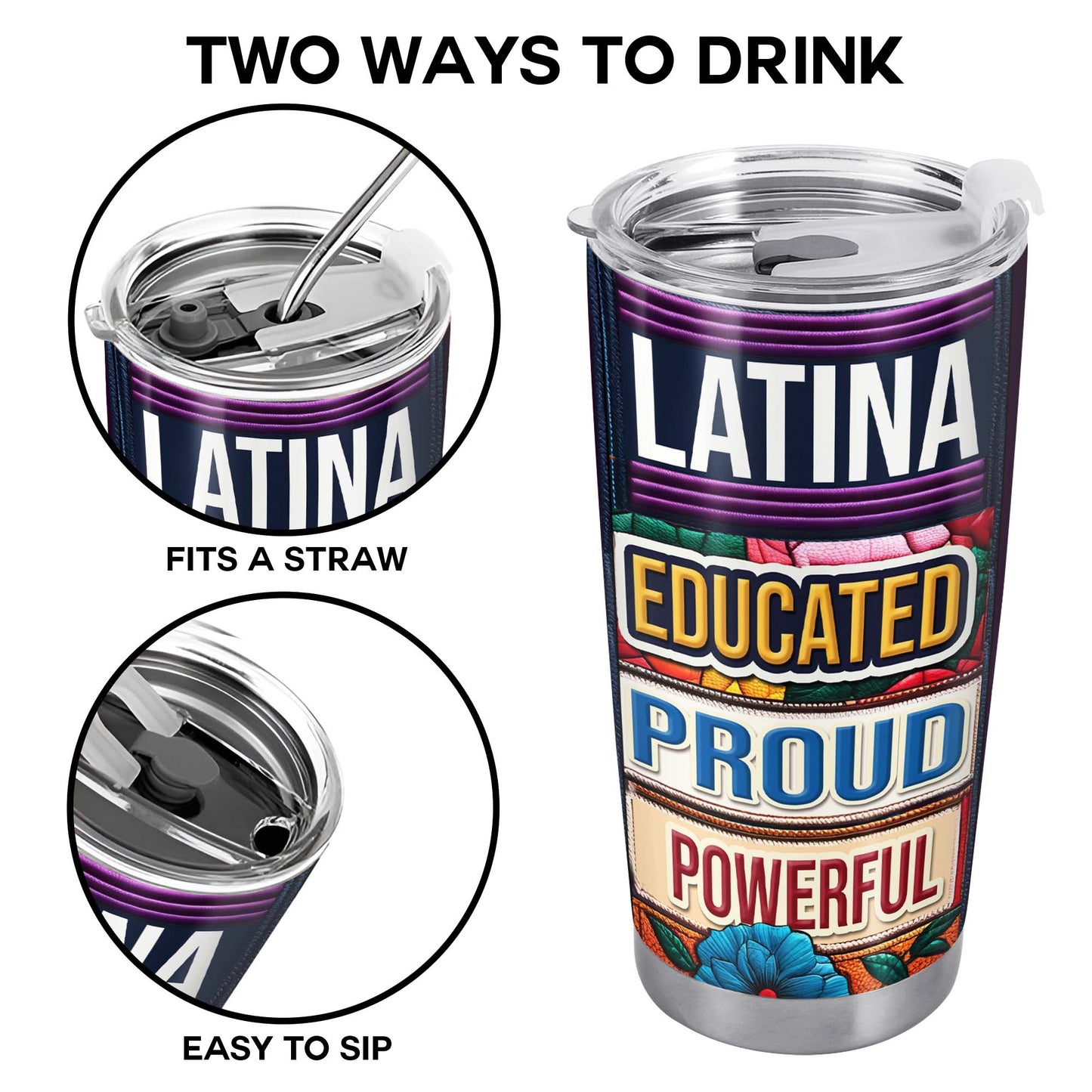 Educated Powerful Proud - Personalized Custom Stainless Steel Tumbler 20oz 30oz - HS032_TB