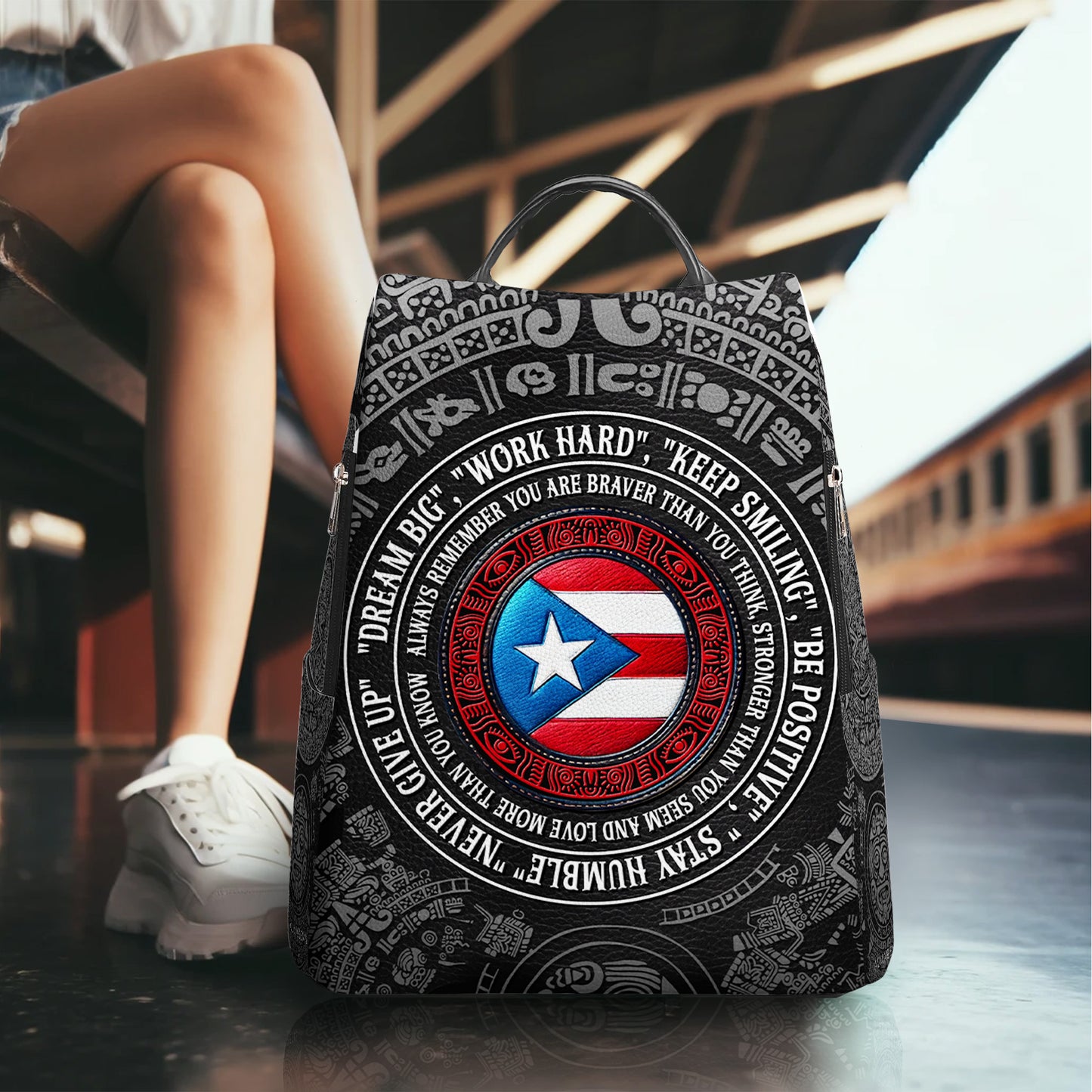 Recuerda siempre que eres más valiente de lo que crees - Mochila de cuero personalizada - HS034_BP