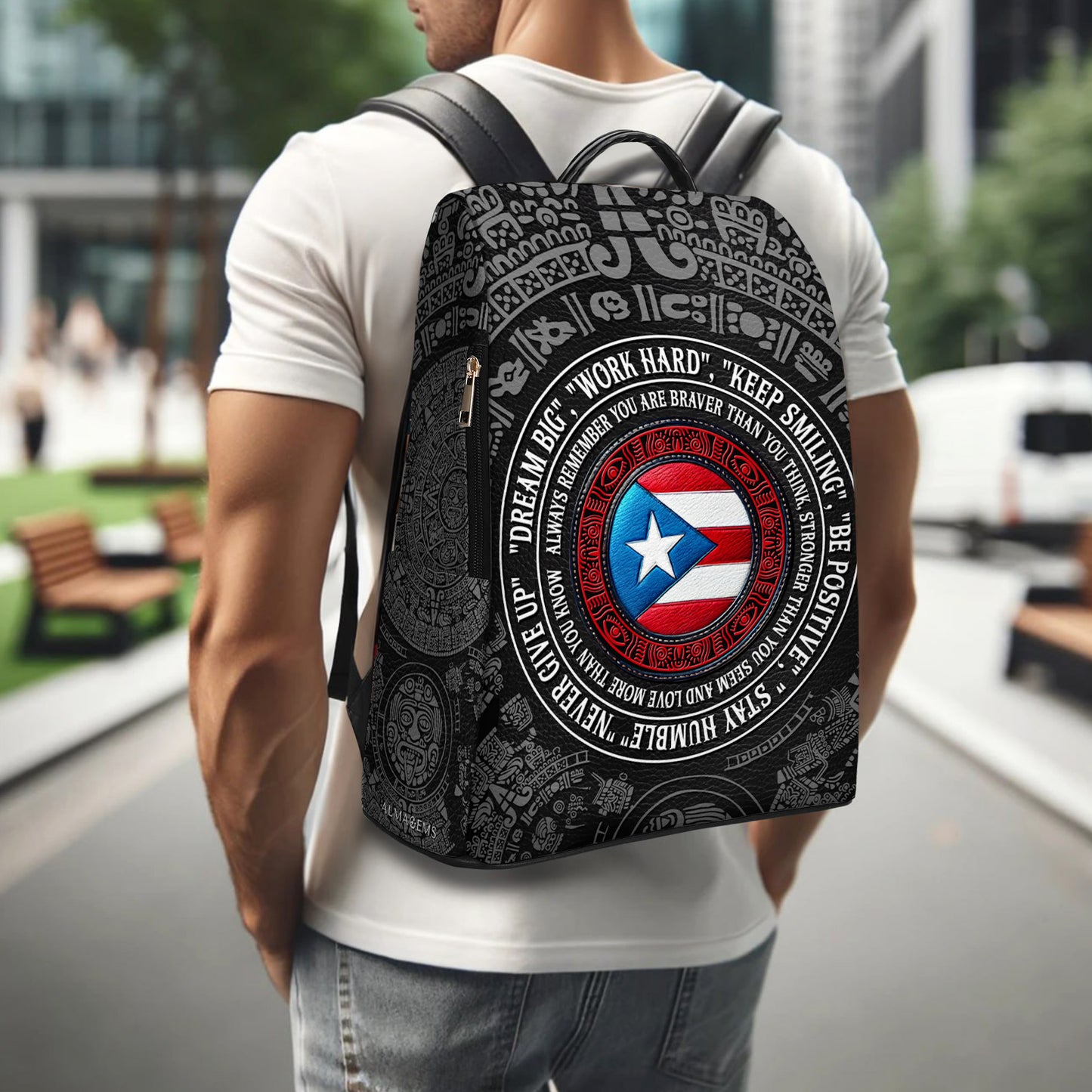 Recuerda siempre que eres más valiente de lo que crees - Mochila de cuero personalizada - HS034_BP