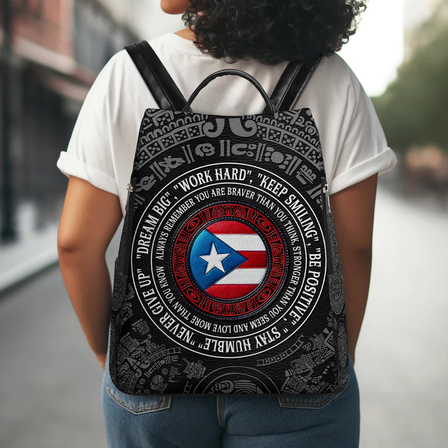 Recuerda siempre que eres más valiente de lo que crees - Mochila de cuero personalizada - HS034_BP