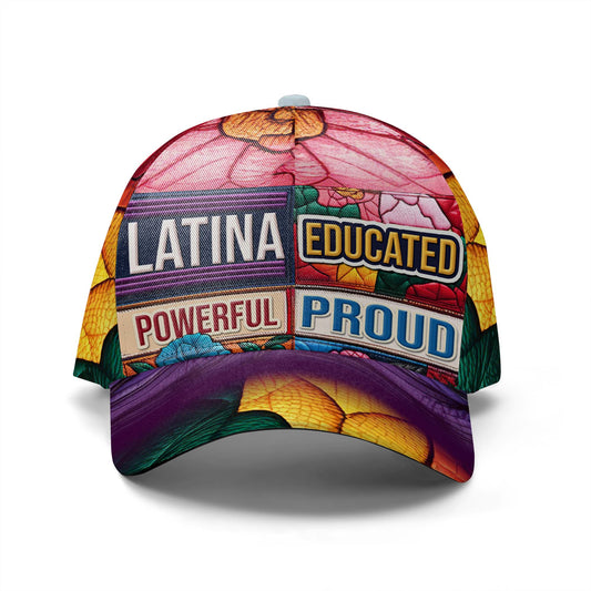 Gorra de béisbol personalizada, con estampado integral, educada, poderosa y orgullosa - HS054_BAC