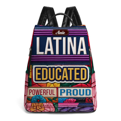 Mochila de cuero personalizada, educada, poderosa y orgullosa - HS054_BP