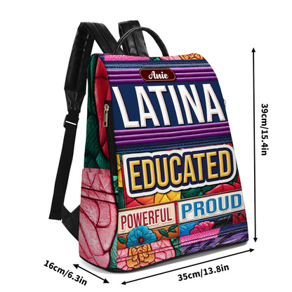 Mochila de cuero personalizada, educada, poderosa y orgullosa - HS054_BP