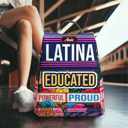 Educated Powerful Proud - Personalized Custom Leather Backpack - HS054_BP