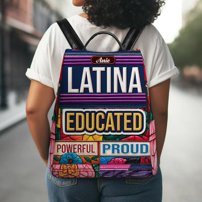 Educated Powerful Proud - Personalized Custom Leather Backpack - HS054_BP