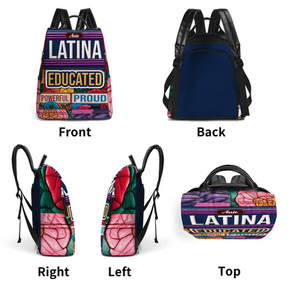 Mochila de cuero personalizada, educada, poderosa y orgullosa - HS054_BP