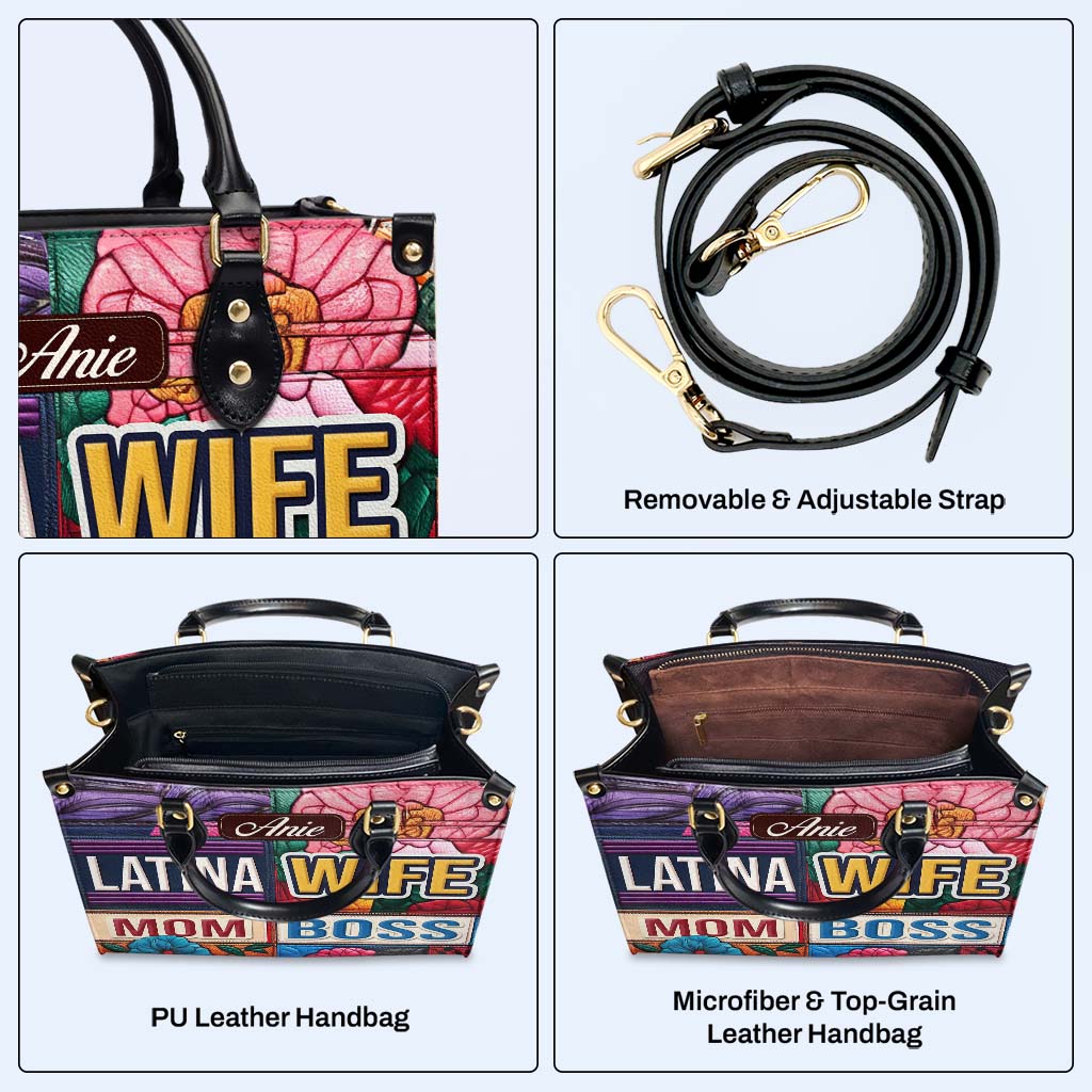 WIFE. MOM. BOSS - Personalized Custom Leather Handbag - HS054_HB