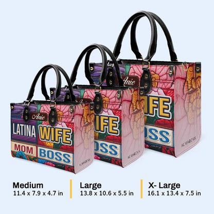 ESPOSA. MAMÁ. JEFA - Bolso de mano de cuero personalizado - HS054_HB