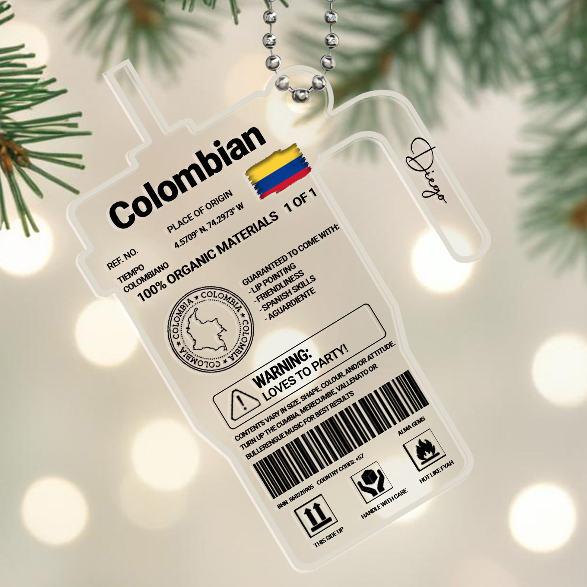 Colombian Warning Loves To Party Ornament