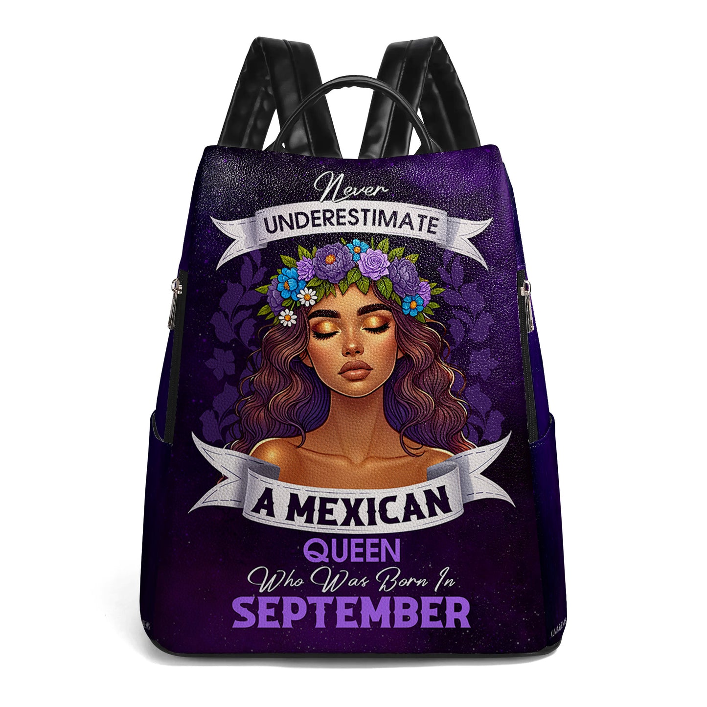 Never Underestimate A Hispanic Queen - Personalized Custom Leather BackPack - HS063_BP