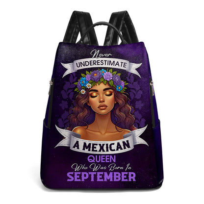 Nunca subestimes a una reina hispana - Mochila de cuero personalizada - HS063_BP