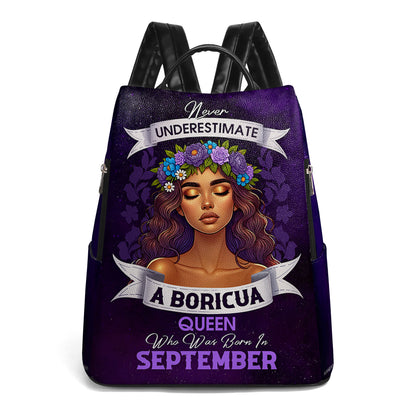 Never Underestimate A Hispanic Queen - Personalized Custom Leather BackPack - HS063_BP