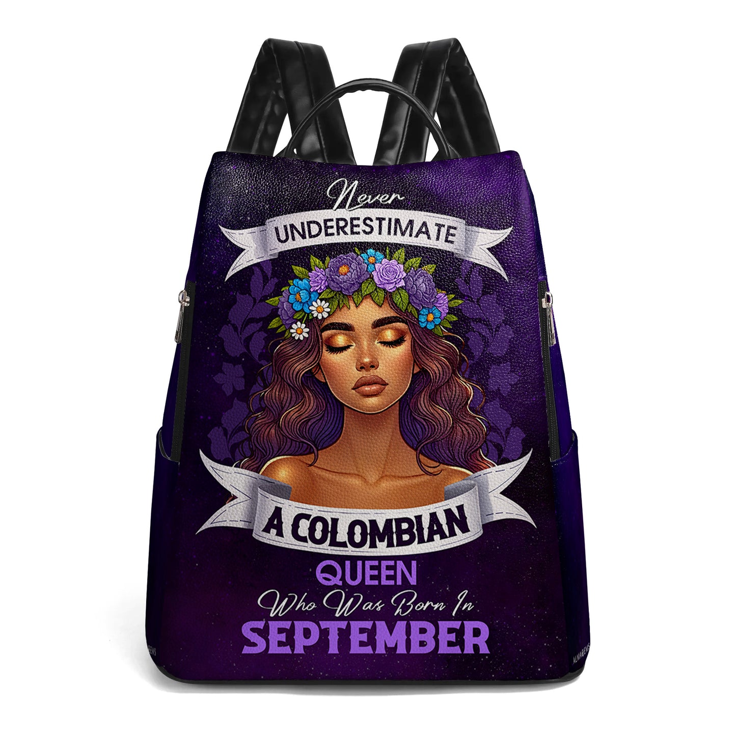 Never Underestimate A Hispanic Queen - Personalized Custom Leather BackPack - HS063_BP