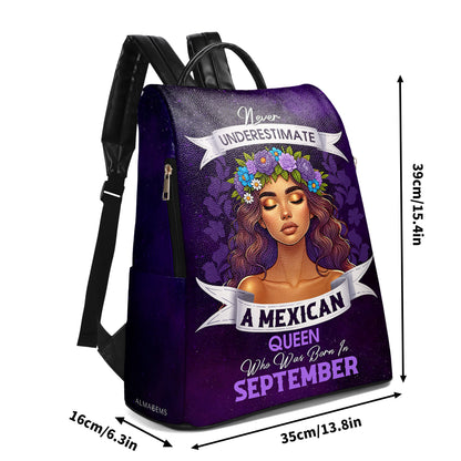 Nunca subestimes a una reina hispana - Mochila de cuero personalizada - HS063_BP