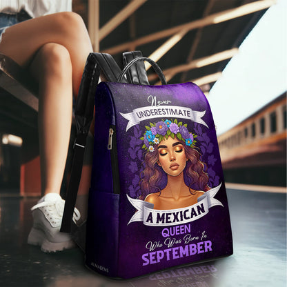 Never Underestimate A Hispanic Queen - Personalized Custom Leather BackPack - HS063_BP