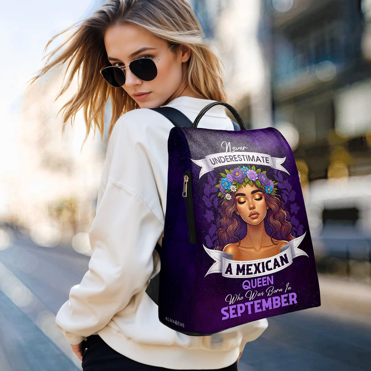 Never Underestimate A Hispanic Queen - Personalized Custom Leather BackPack - HS063_BP