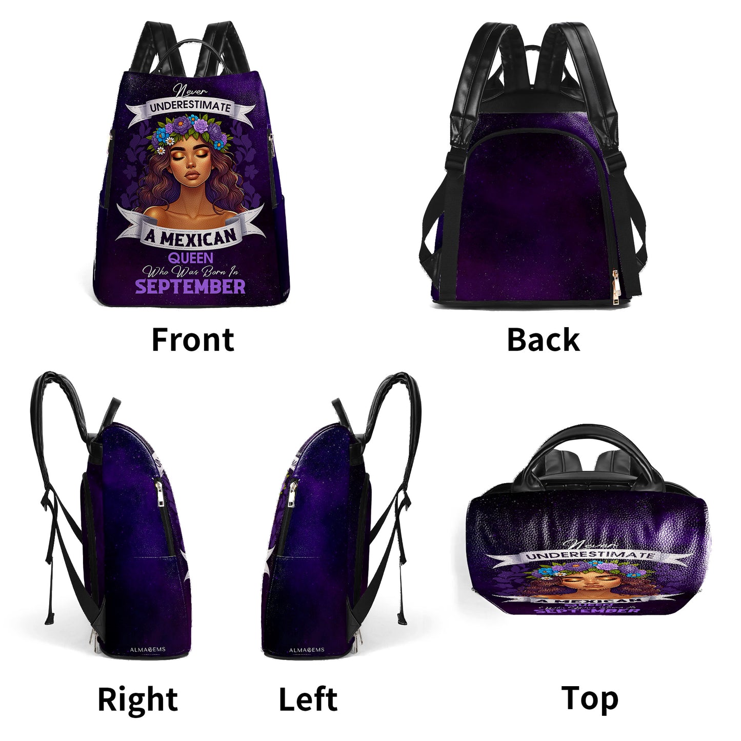 Nunca subestimes a una reina hispana - Mochila de cuero personalizada - HS063_BP