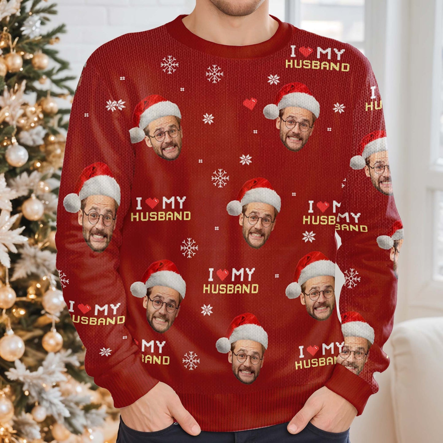 I Love My Husband Festive Ugly Sweater