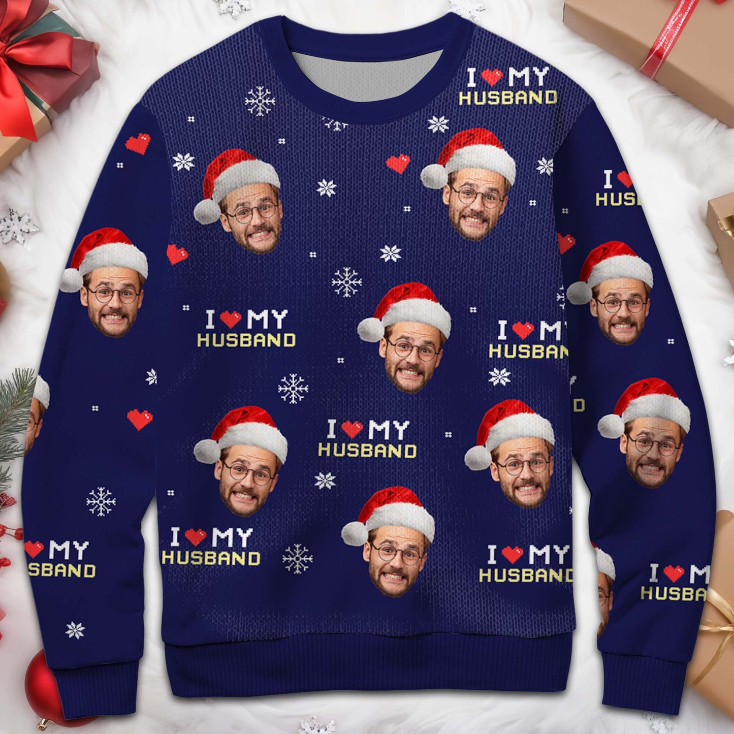 I Love My Husband Festive Ugly Sweater