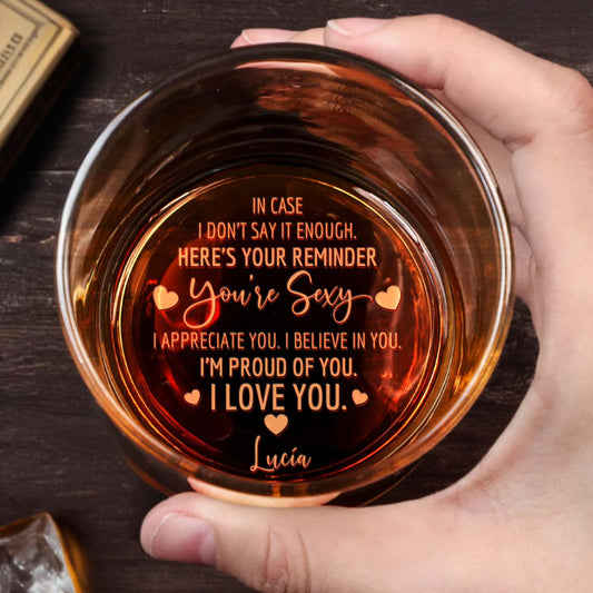 Romantic Reminder Engraved Whiskey Glass With Hearts