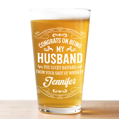 Congrats On Being My Husband With A Whiskey Shot Design