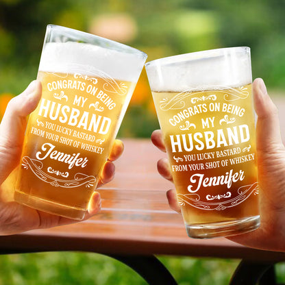Congrats On Being My Husband With A Whiskey Shot Design