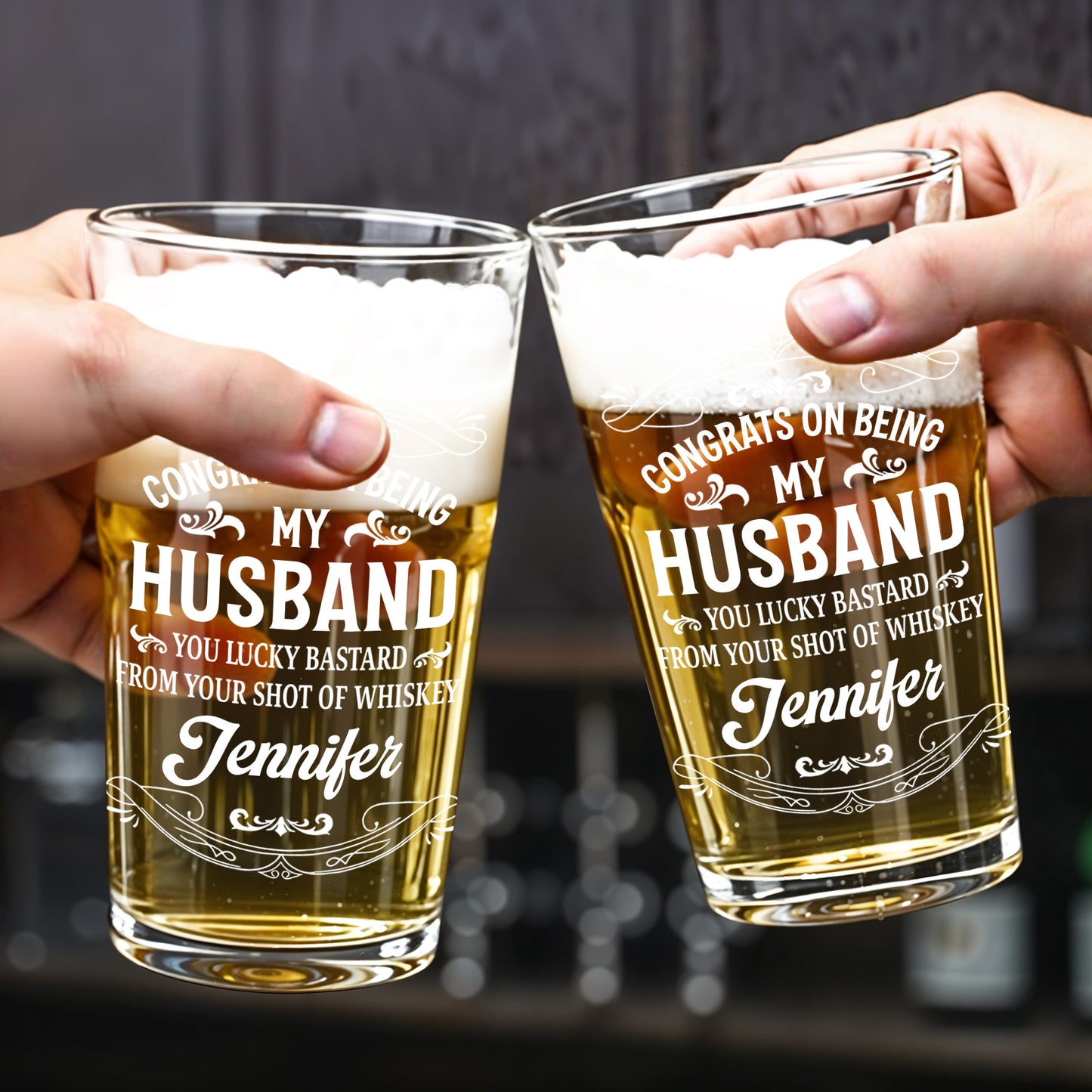 Congrats On Being My Husband With A Whiskey Shot Design