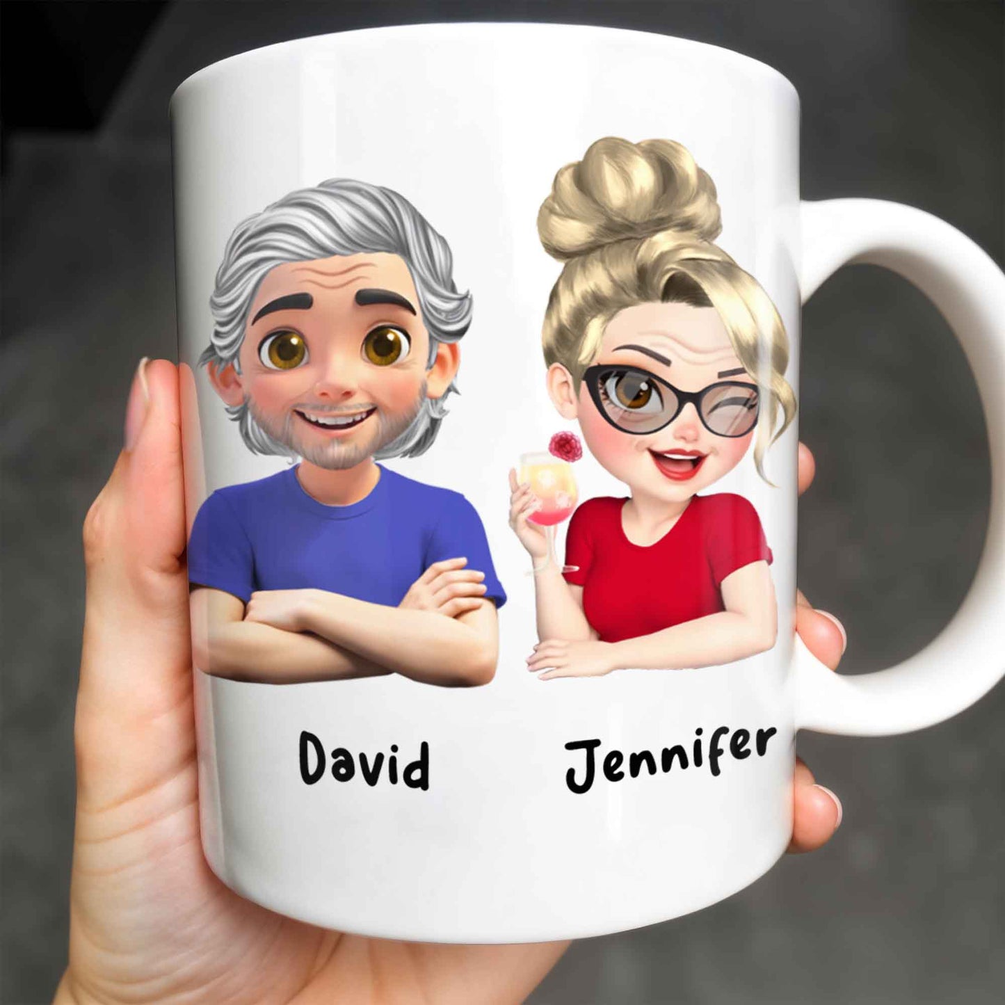 Personalized Couple Cartoon Portrait Coffee Mug - Personalized Custom Coffee Mug - HSB041_MG