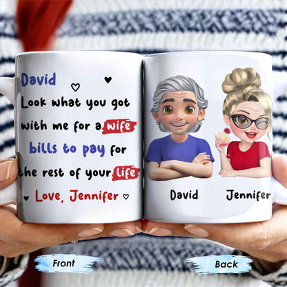Personalized Couple Cartoon Portrait Coffee Mug - Personalized Custom Coffee Mug - HSB041_MG