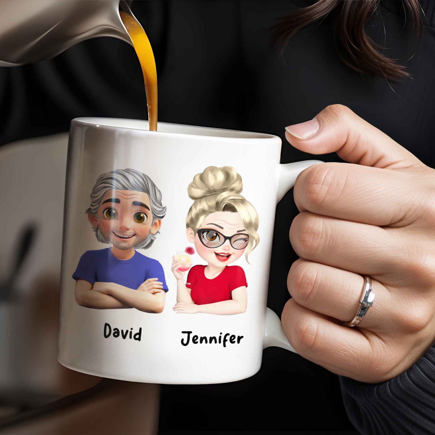 Personalized Couple Cartoon Portrait Coffee Mug - Personalized Custom Coffee Mug - HSB041_MG