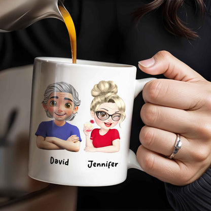 Personalized Couple Cartoon Portrait Coffee Mug - Personalized Custom Coffee Mug - HSB041_MG