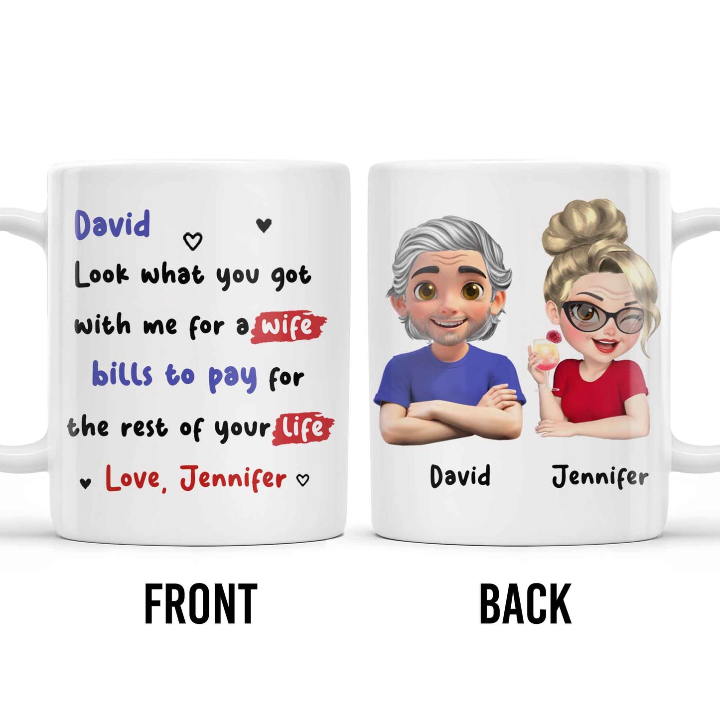 Personalized Couple Cartoon Portrait Coffee Mug - Personalized Custom Coffee Mug - HSB041_MG