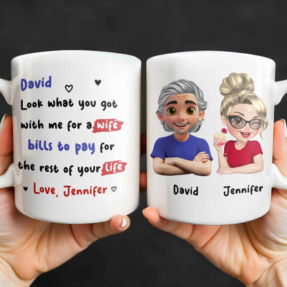 Personalized Couple Cartoon Portrait Coffee Mug - Personalized Custom Coffee Mug - HSB041_MG