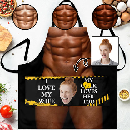 I Love My Wife, My Rooster Loves Her Too - Personalized Apron - HSB042_AAP