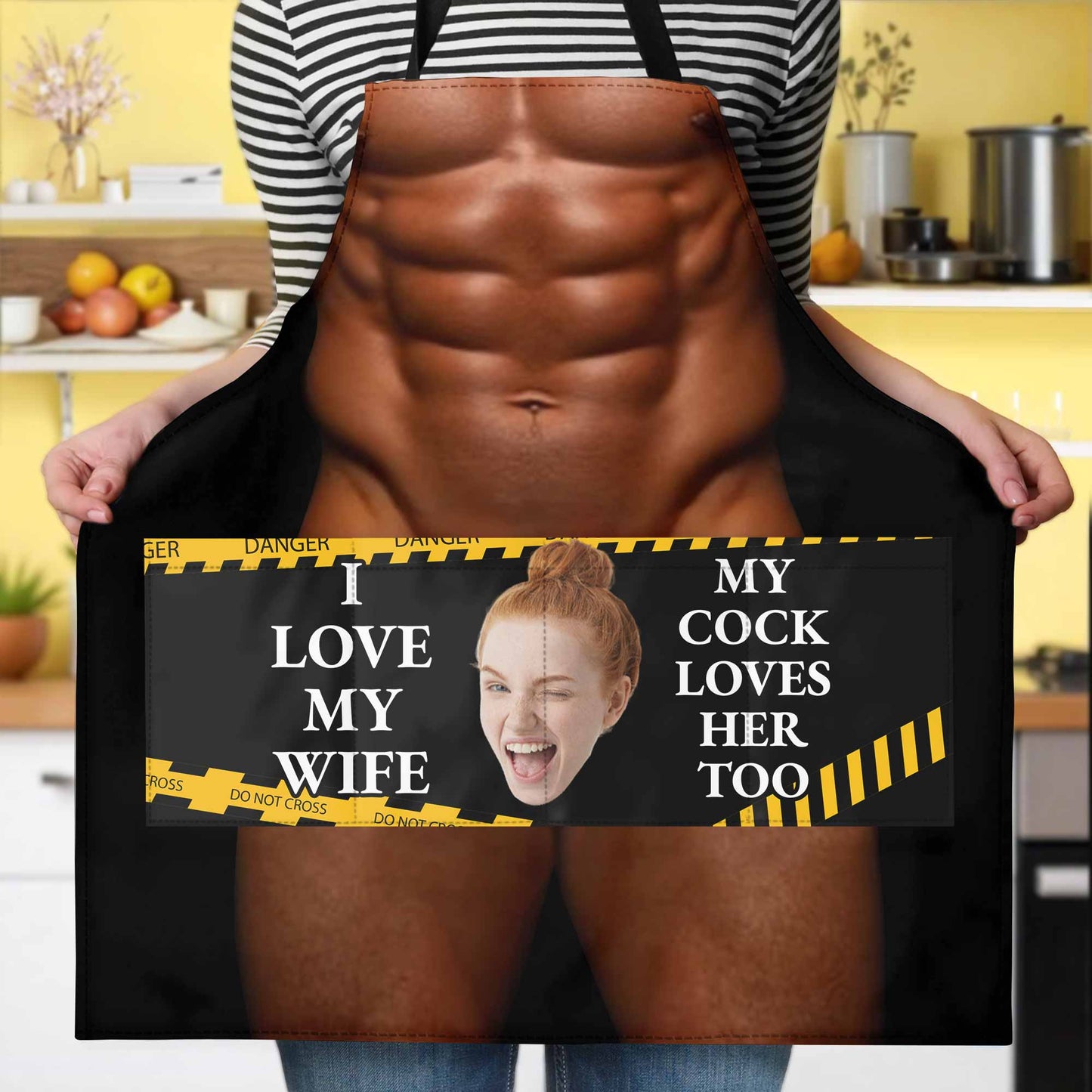 I Love My Wife, My Rooster Loves Her Too - Personalized Apron - HSB042_AAP