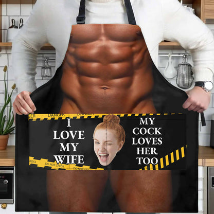 I Love My Wife, My Rooster Loves Her Too - Personalized Apron - HSB042_AAP