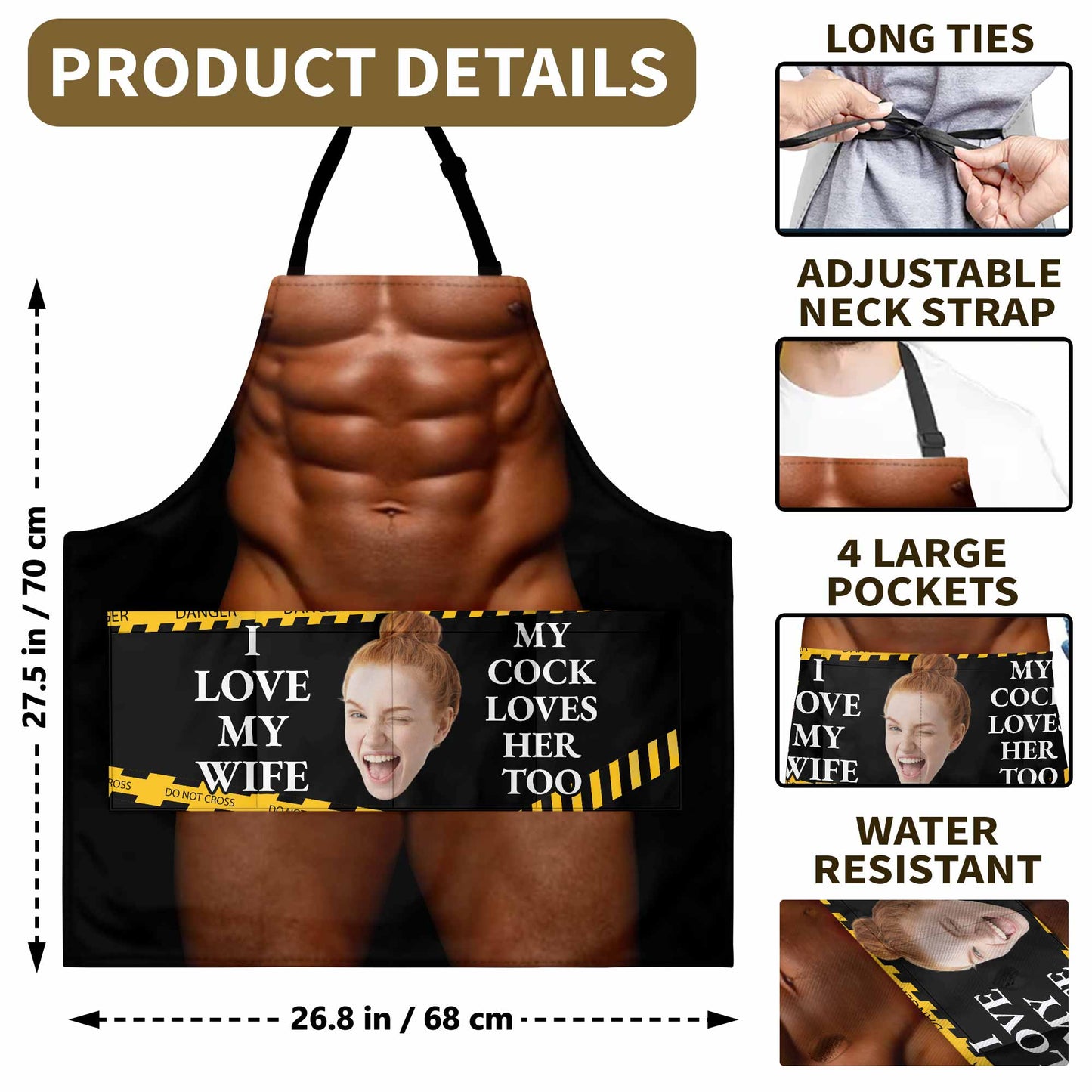 I Love My Wife, My Rooster Loves Her Too - Personalized Apron - HSB042_AAP