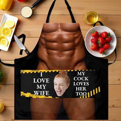 I Love My Wife, My Rooster Loves Her Too - Personalized Apron - HSB042_AAP