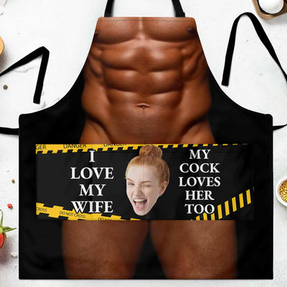 I Love My Wife, My Rooster Loves Her Too - Personalized Apron - HSB042_AAP