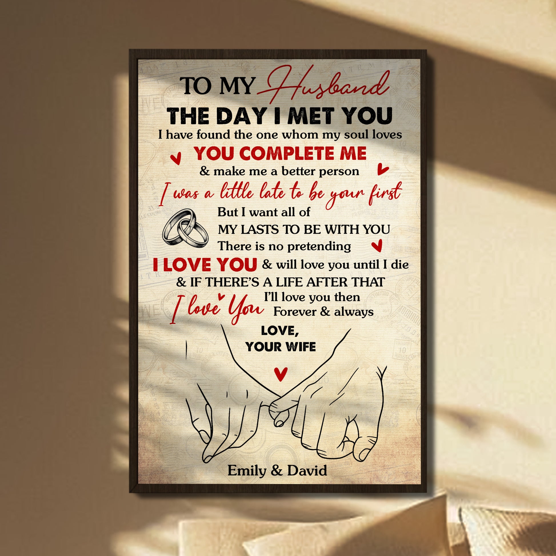 To My Husband, The Day I Met You, Holding Hands And Rings