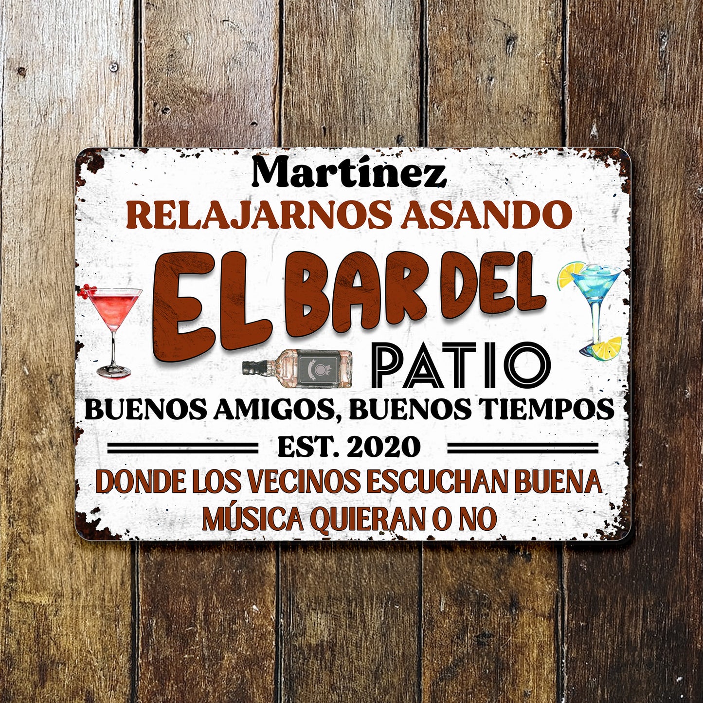Relajarnos Asando El Bar Del Patio, Summer Gatherings - Personalized Metal Sign - HSB052_MSIGN