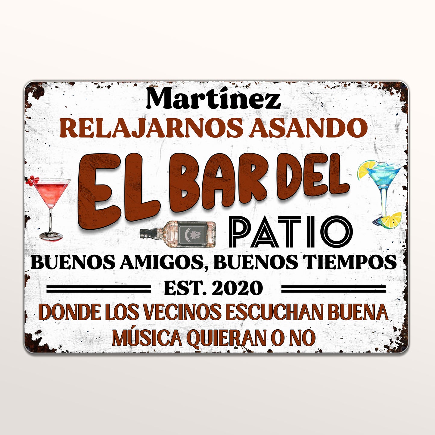 Relajarnos Asando El Bar Del Patio, Summer Gatherings - Personalized Metal Sign - HSB052_MSIGN