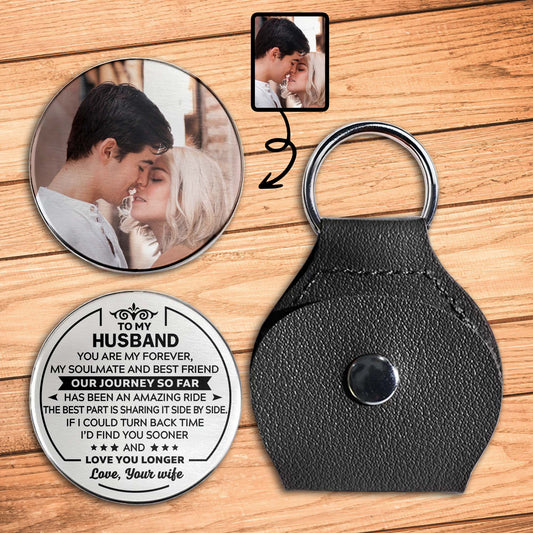 To My Husband, Love Forever Keychain - Personalized Custom Pocket Hug - HSB053_HTOK