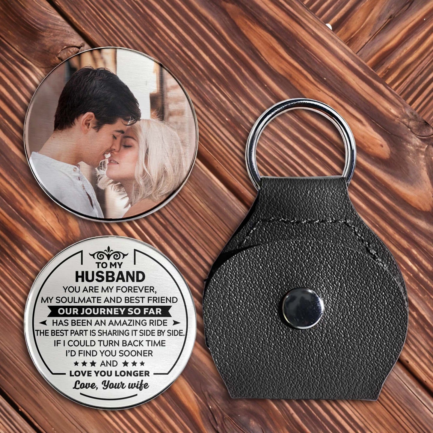 To My Husband, Love Forever Keychain - Personalized Custom Pocket Hug - HSB053_HTOK
