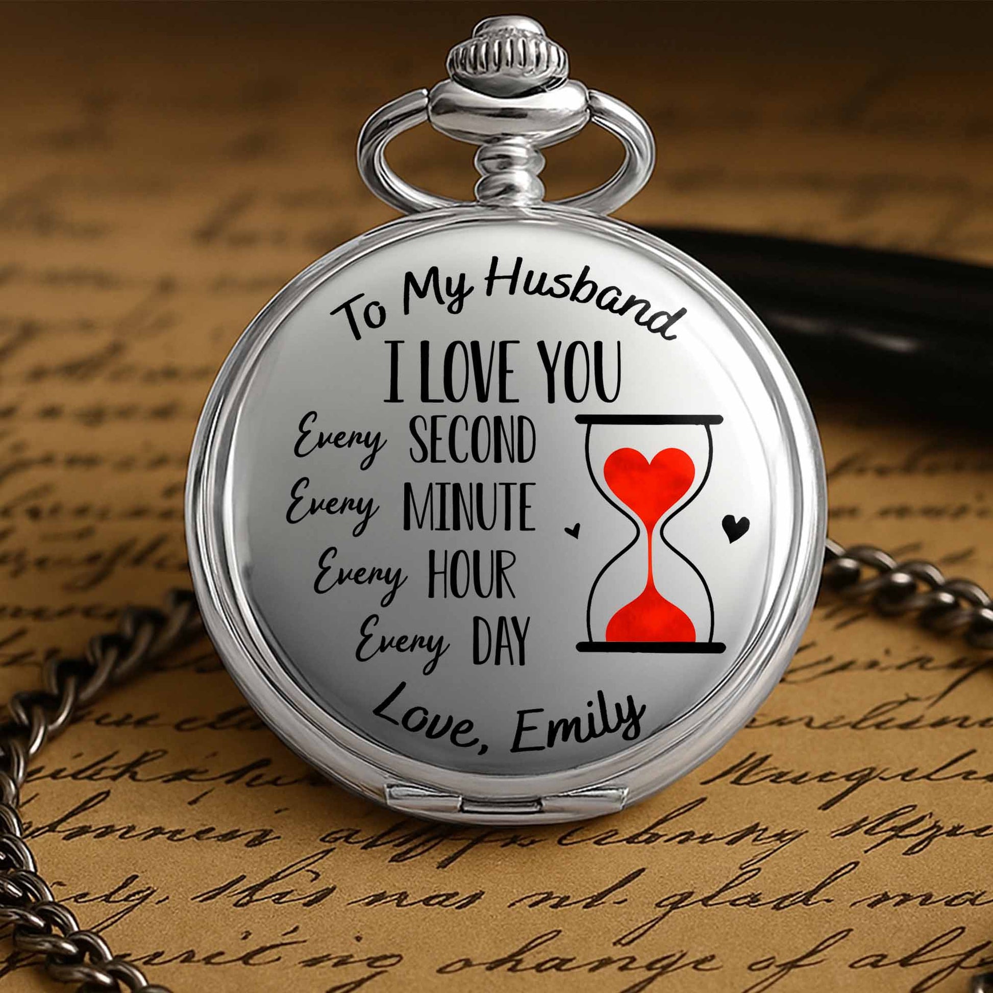 To My Husband I Love You Every Moment, Heart And Hourglass
