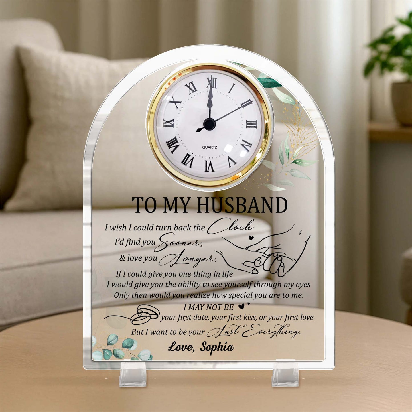 To My Husband, Find You Sooner Love Note Clock