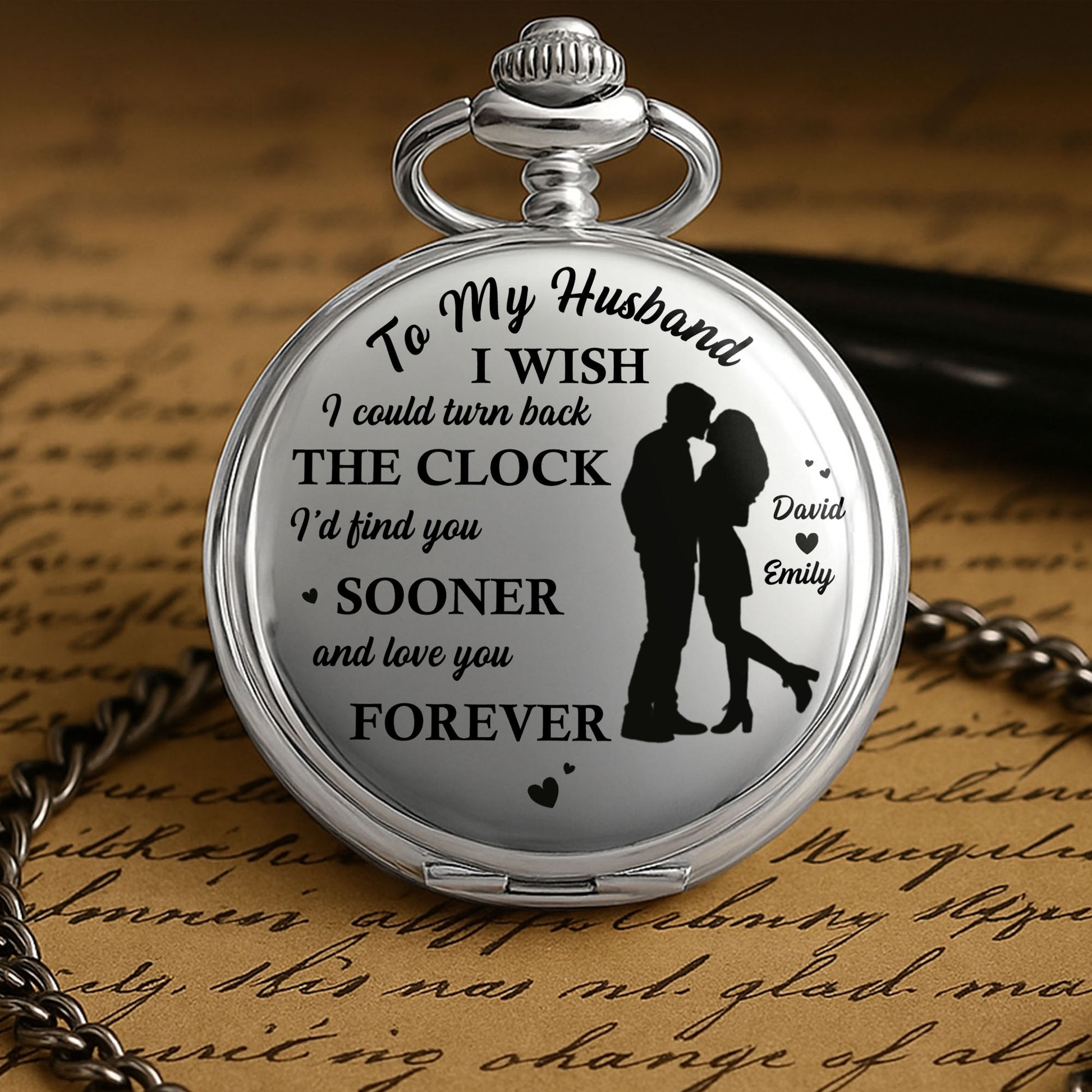 To My Husband, Couple Silhouette And Hearts